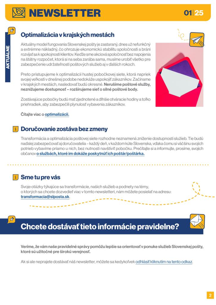 newsletter pošta 1/25